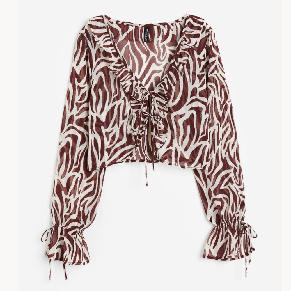 H&M RUFFLE TIE FRONT TOP SIZE US XL